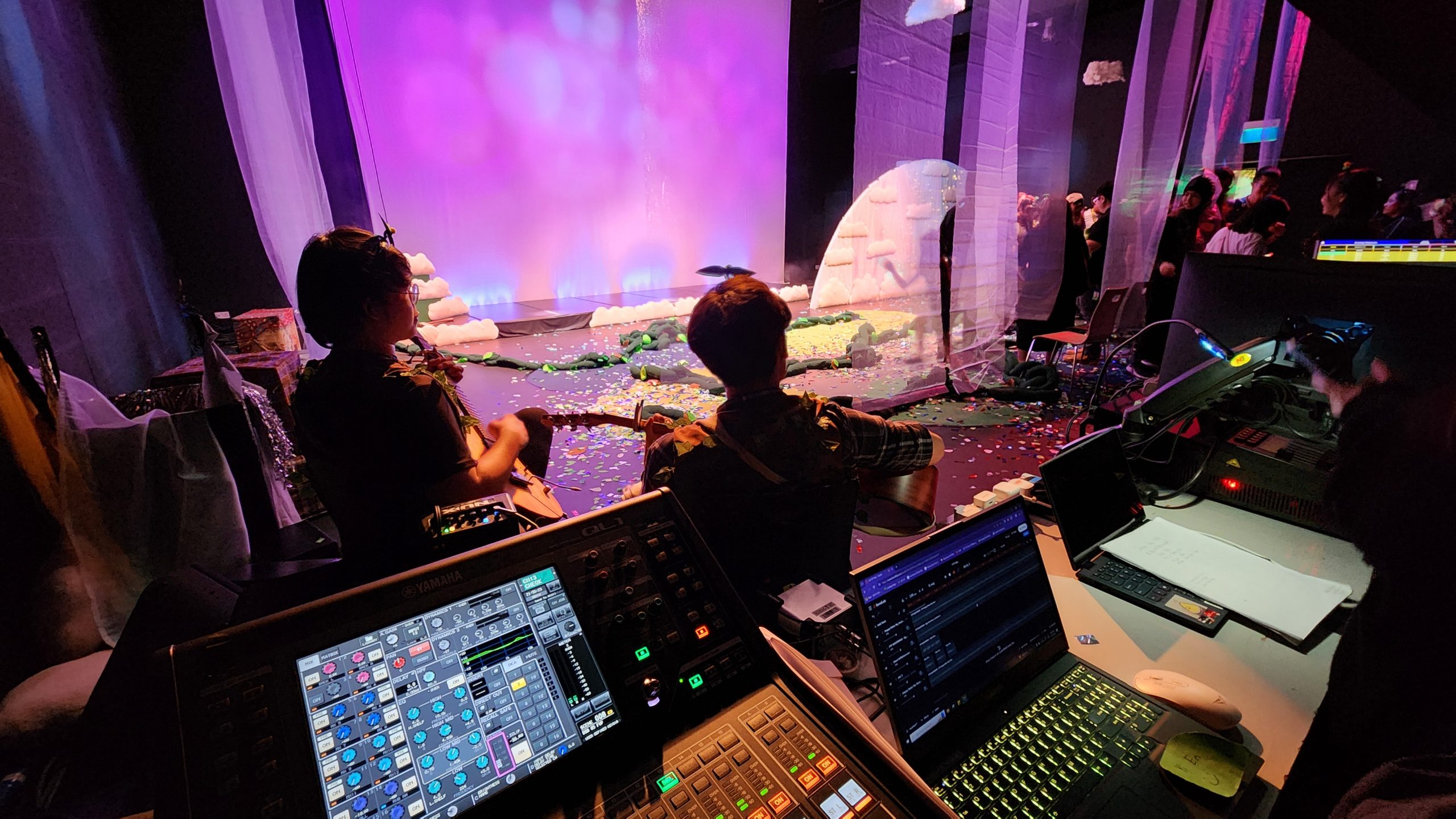 Our project also consisted of live sound components to complement our immersive soundscapes, in addition to our interactive components.