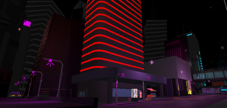 The city here was set up together by Alfie and Jia Wei in unity, this is where the first level takes place, inspired by cyberpunk elements.