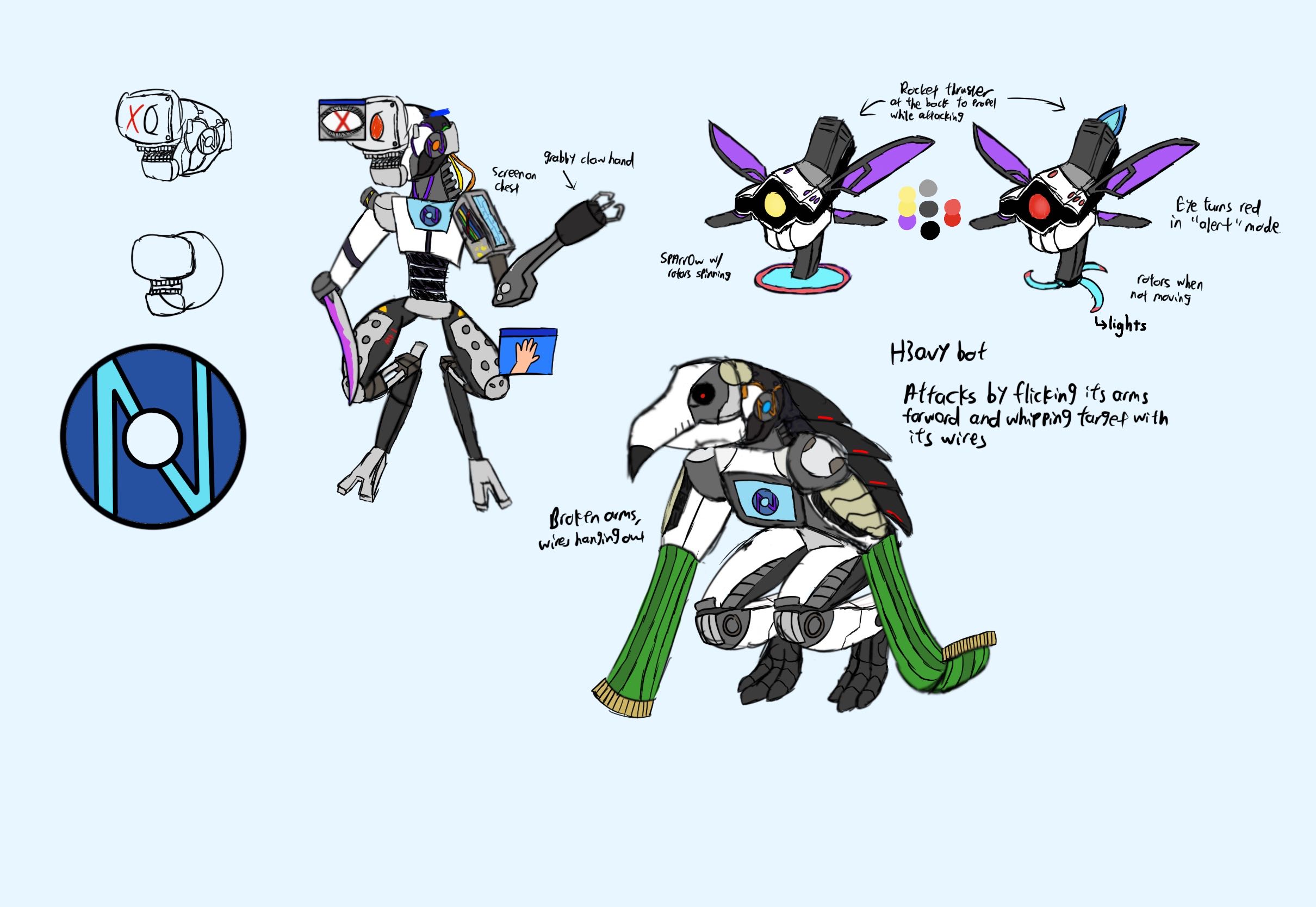 The enemy concepts we have here was made by Jia Wei, with possible ideas we had in mind during the early stages of the game development.