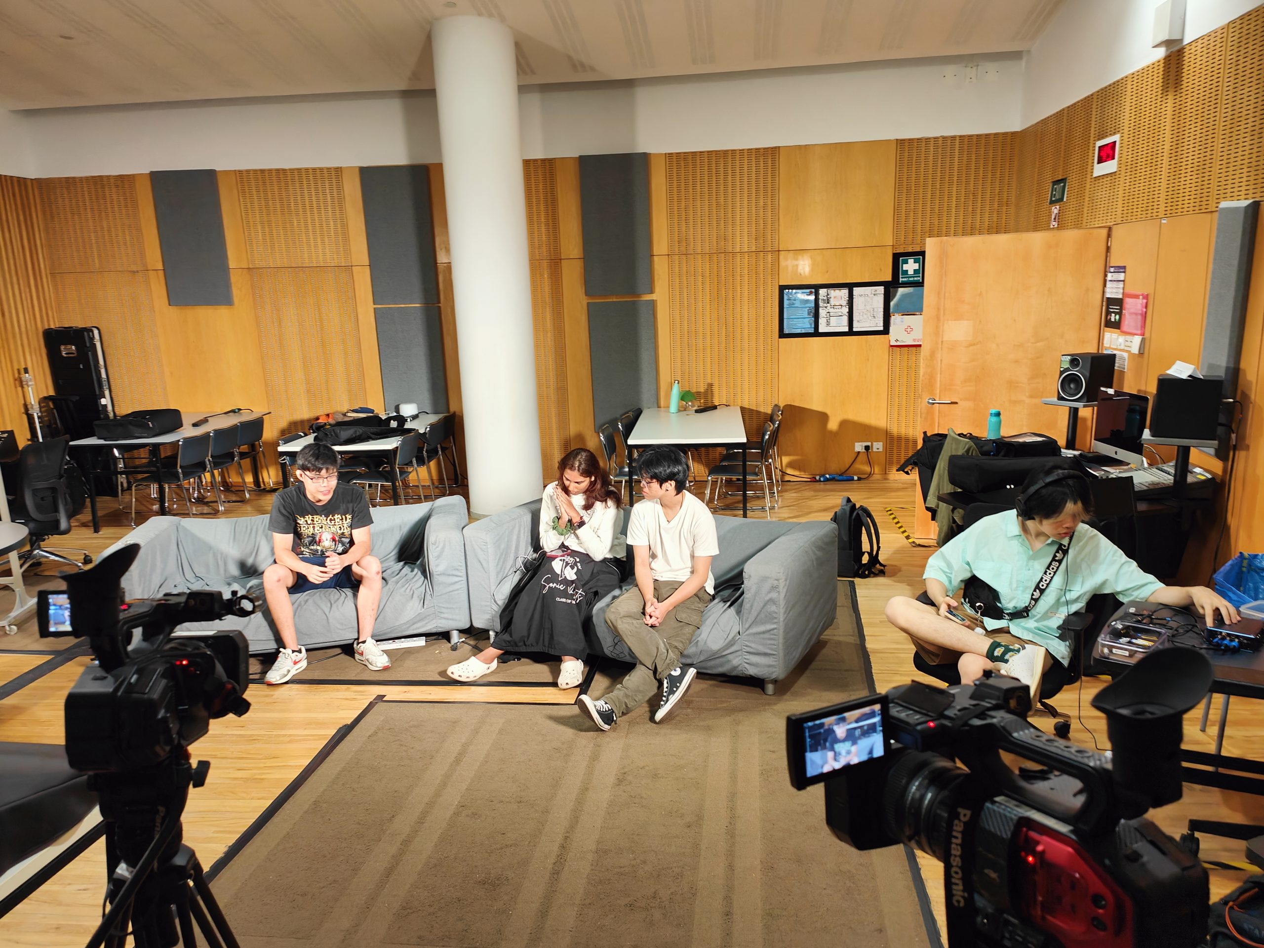 An image of the second podcast practice session during recording.