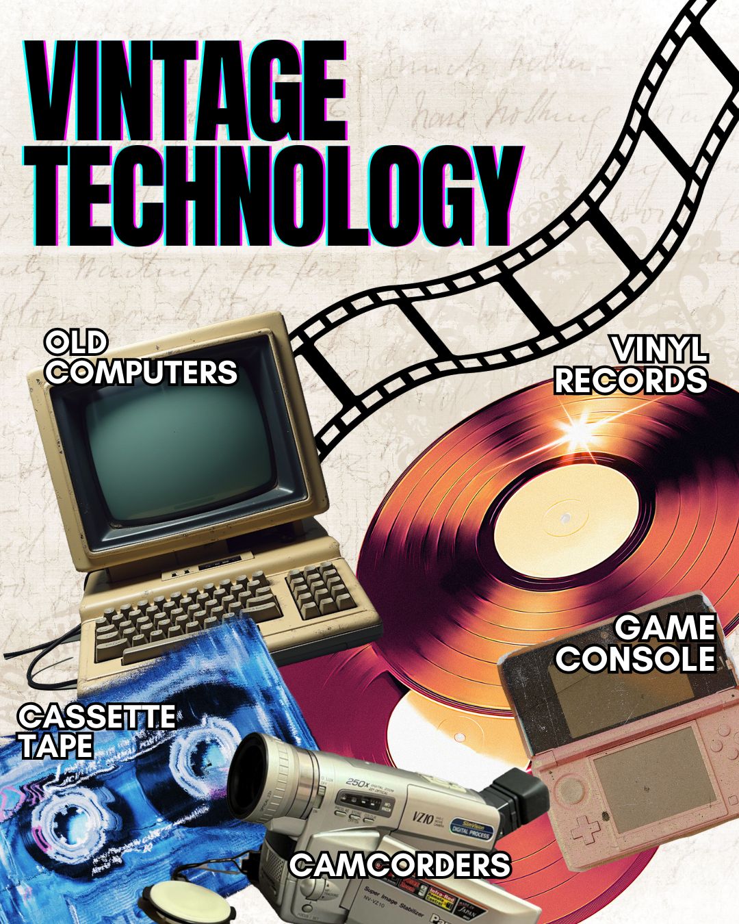 This image shows one example of the Post that we had posted on our Instagram feed <strong>@pressplay.sg,</strong> titled, "Vintage Technology". Where we shared the various camcorders that is available and various movies that was shot using a camcorder.