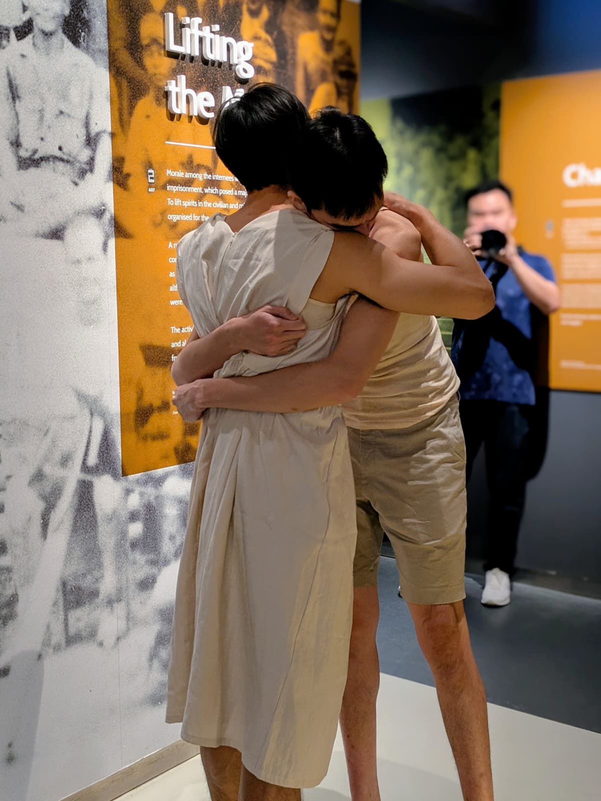 A heart warming scene from the show. Our lead actors acted out a scene of reconciliation of a Corporal and his Superior. The moment took place where the room they were in talked about Lifting the Morale during the War, how the POWs crossdressed to lift up each other's morale and how entertainment was done in camps.