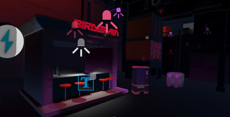 This is the lighting we had decided to move forward with for our game. A dimly lit city, with the colored lights that lit the path the player must take, that is inspired by the neon lights of cyberpunk.