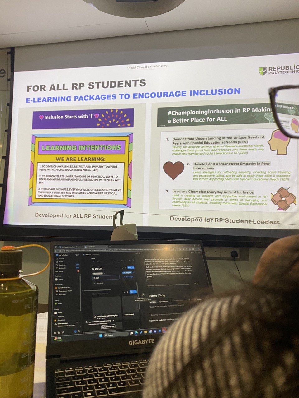 We conducted regular meetings with our client, the OSS-SEN Team of Republic Polytechnic, to review our proposed ideas, refine design concepts, and present ongoing prototype developments.