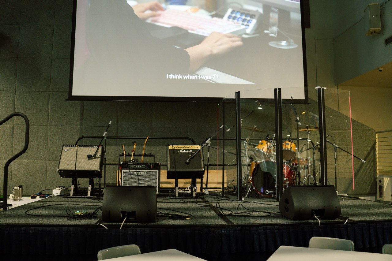 Setting up of the instruments for the band and running the lines for the band, while also doing the mic up for all the instruments and patching of DIs to the instrument Amps.